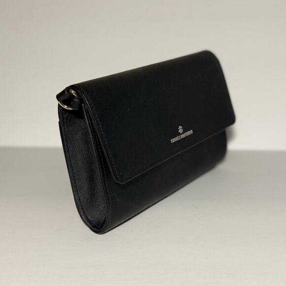 👜 Brooks Brothers Black Leather Crossbody Purse Shoulder Bag Saffiano Leather - Picture 2 of 7